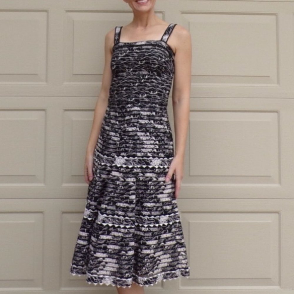 Anthropologie Black and White Midi Dress